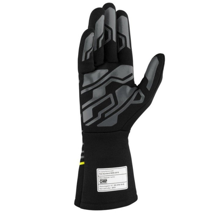 Omp Gants de Course FIA 8856-2018 My2025 Noir - Fluo Jaune Taille XL OMPIB0-0777-B01-178-XL