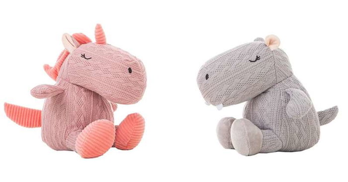 Creaciones Llopis - Peluche de collection dinosaure, hippopotame, licorne - 30 cm - Lot de 3 animaux de la jungle