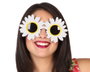 Lunettes de soleil hippie années 60 fleurs blanches