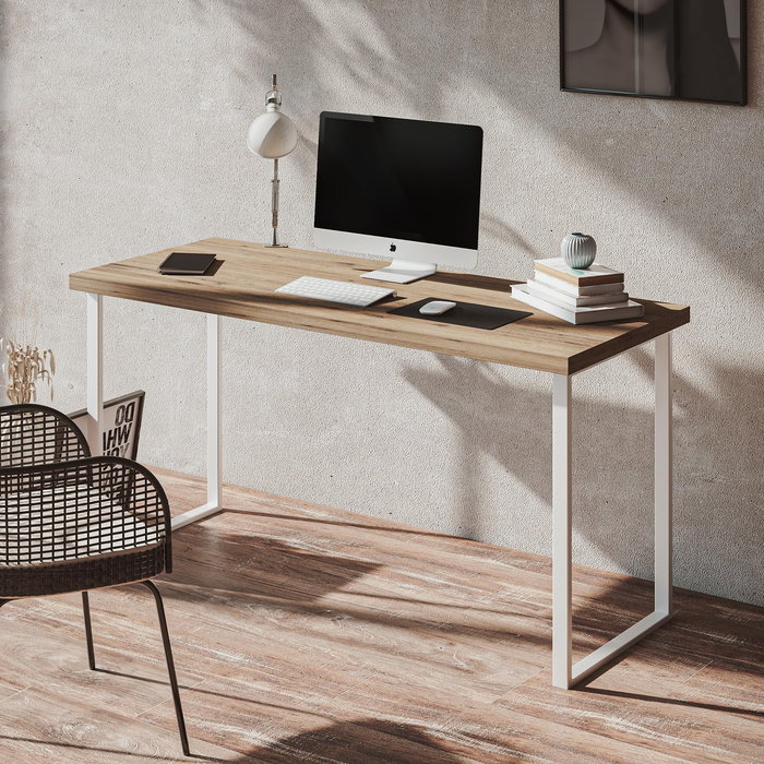 HERRAJES ALK H720 Pata métal pour table de bureau, cadre droit 52,4 x 72 cm, finition gris, acier