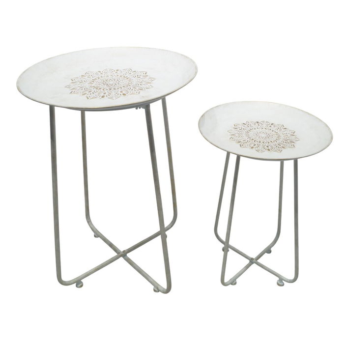 Table d'appoint Home ESPRIT Blanc Doré 48 x 48 x 66 cm