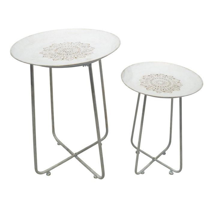 Home ESPRIT Table d'appoint Blanc Doré 48 x 48 x 66 cm