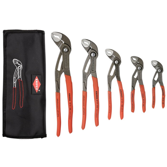 Knipex Jeu de 5 pinces multiprises Cobra avec sac de transport Knipex Jeu de 5 pinces multiprises Cobra avec sac de transport