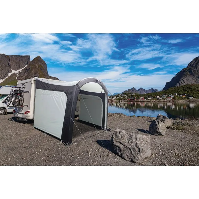 Baya Sun Ombréa Air - Toit de soleil gonflable, montage rapide en un point, hauteur 235-250 cm, toit gris clair anti-chaleur, polyester 150D, 5.8 kg