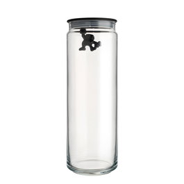 Alessi AMDR08 B - Gianni Bote hermétique de verre noir 200cl avec figurine - Conception Mattia Di Rosa