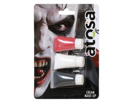 Atosa Maquillage en Crème Halloween Assorti 3 Couleurs (Rouge, Blanc, Noir) en Blister de 3x9g
