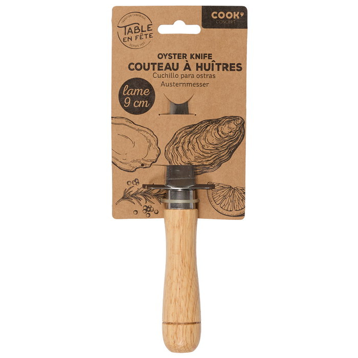Cook Concept Couteau à huîtres en acier inoxydable et bois de hêtre