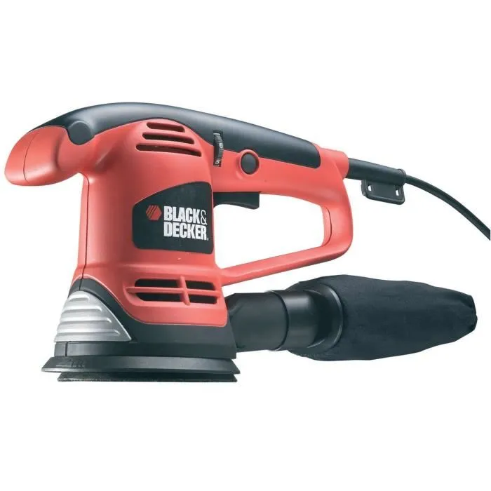 Black + Decker KA191EK-QS Ponceuse excentrique filaire 480W, 125mm, 3 abrasifs et malette incluse, 4000-11000 orbites/min Black + Decker KA191EK-QS Ponceuse excentrique filaire 480W, 125mm, 3 abrasifs et malette incluse, 4000-11000 orbites/min