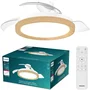 Philips Bliss - Ventilateur de plafond avec pales rétractables - Diamètre 106 cm - Bois - Éclairage LED intégré et télécommande