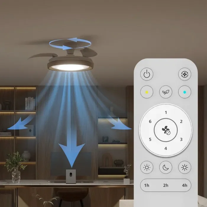 Philips Bliss - Ventilateur de plafond avec pales rétractables - Diamètre 106 cm - Bois - Éclairage LED intégré et télécommande