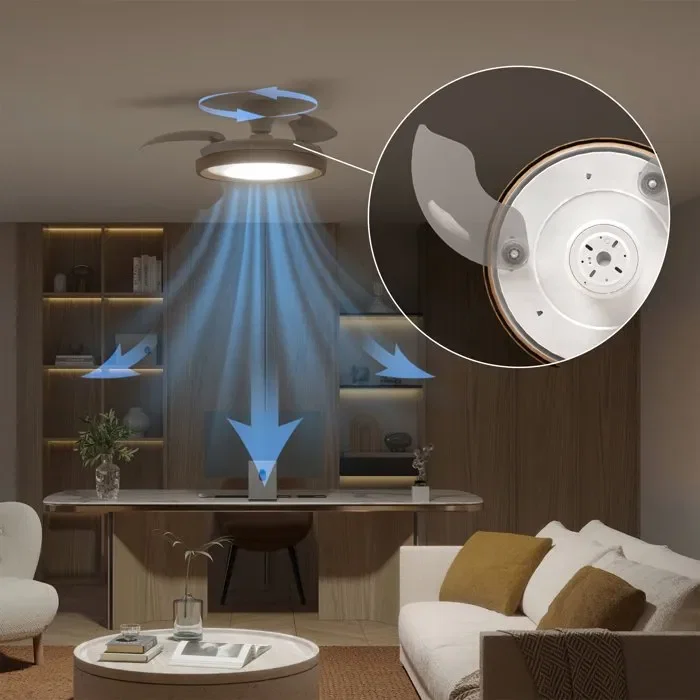 Philips Bliss - Ventilateur de plafond avec pales rétractables - Diamètre 106 cm - Bois - Éclairage LED intégré et télécommande
