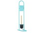 BERILO Ensemble porte-rouleau et brosse en métal et bambou bleu