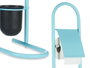 BERILO Ensemble porte-rouleau et brosse en métal et bambou bleu