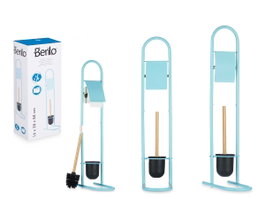 Berilo Porte-Rouleau Brosse Métal Bambou Bleu 16x80,8x28,5 cm (Set de 4)