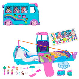 Mattel Polly Pocket - Coffret de jeu Aventura Animal avec fourgonnette, 2 poupées et 21 accessoires - Jouet pour enfants dès 4 ans - Réf. Jcc22