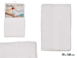 Berilo Serviette de toilette unie 70x130 cm Blanc coton polyester (Set de 12)
