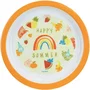 Fun House Lot de Vaisselle Les Amis Fruits - Verre 220 ml, Assiette Creuse Ø16 cm, Assiette Plate Ø22 cm, Couverts Enfant, Peluche Lama 27 cm