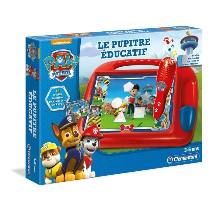 Clementoni Pupitre éducatif électronique interactif Paw Patrol - Jeu d'apprentissage formes, couleurs et chiffres - À partir de 3 ans