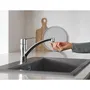 GROHE Robinet de cuisine QUICKFIX Start 30530002, rotation 140°, bec pivotant, chromé, avec flexibles 3/8" et accessoires d'installation