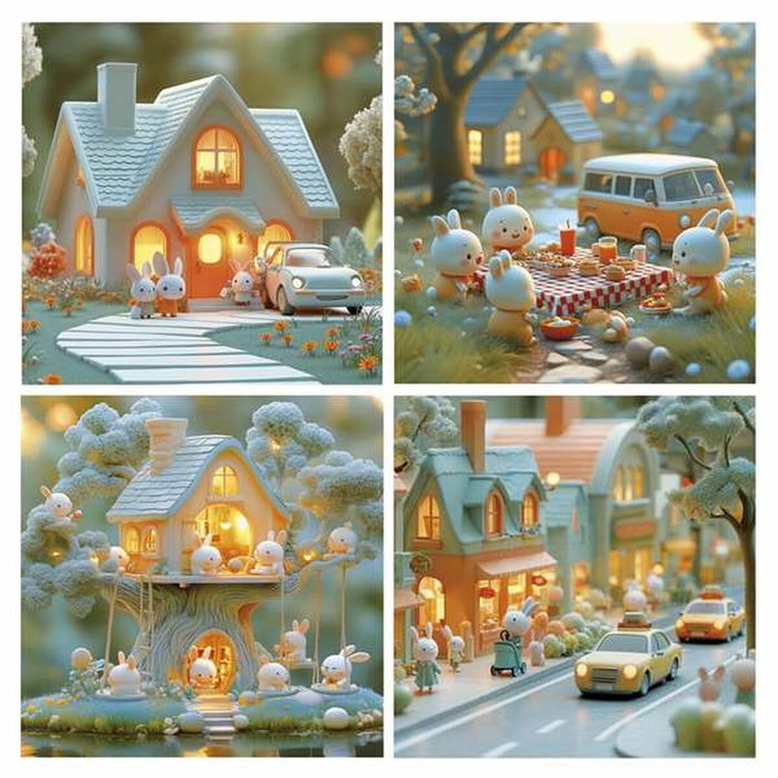 Educa Puzzles Progressifs La Ville des Lapins - Lot de 4 (12 à 25 pièces)
