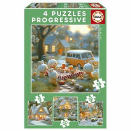 Educa Puzzles Progressifs La Ville des Lapins - Lot de 4 (12 à 25 pièces)