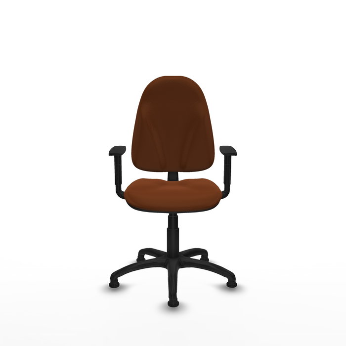 Chaise Algarra Contact permament de base Cuir écologique Marron Structure polyamide noire Accoudoir 1D Sans appui-tête Patins de chaises