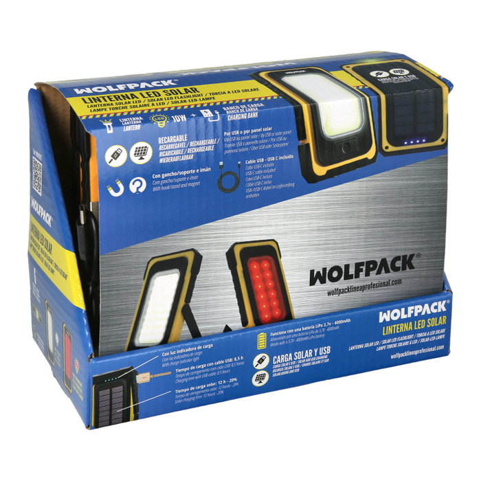 WOLFPACK LINEA PROFESIONAL Lampe torche LED solaire rechargeable 10W 750 lumens