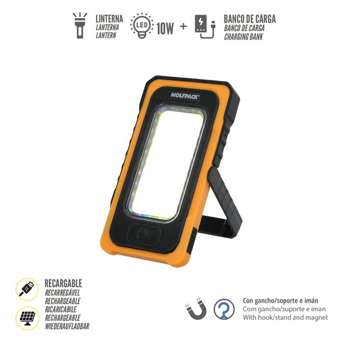 WOLFPACK LINEA PROFESIONAL Lampe torche LED solaire rechargeable 10W 750 lumens