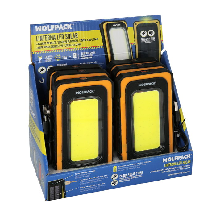 WOLFPACK LINEA PROFESIONAL Lampe torche LED solaire rechargeable 10W 750 lumens