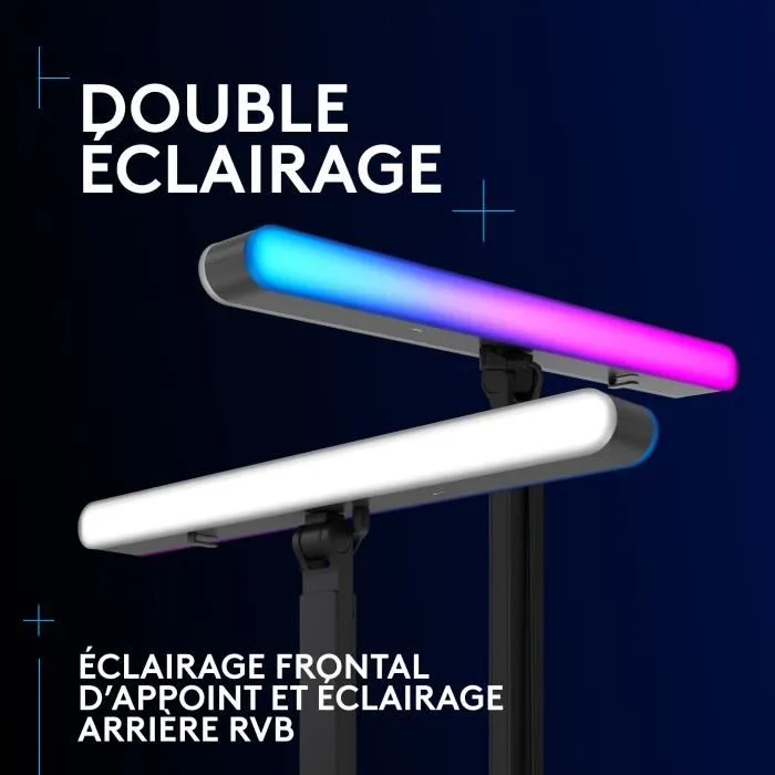 Logitech G Litra Beam LX - Éclairage pour streaming et gaming - Double projecteur LED RVB avec 16 millions de couleurs, technologie TrueSoft et contrôle Bluetooth - Noir