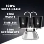 Bialetti Cafetière italienne Moka Mini-Induction 100 ml avec 2 tasses en inox noir - Pour plaque à induction