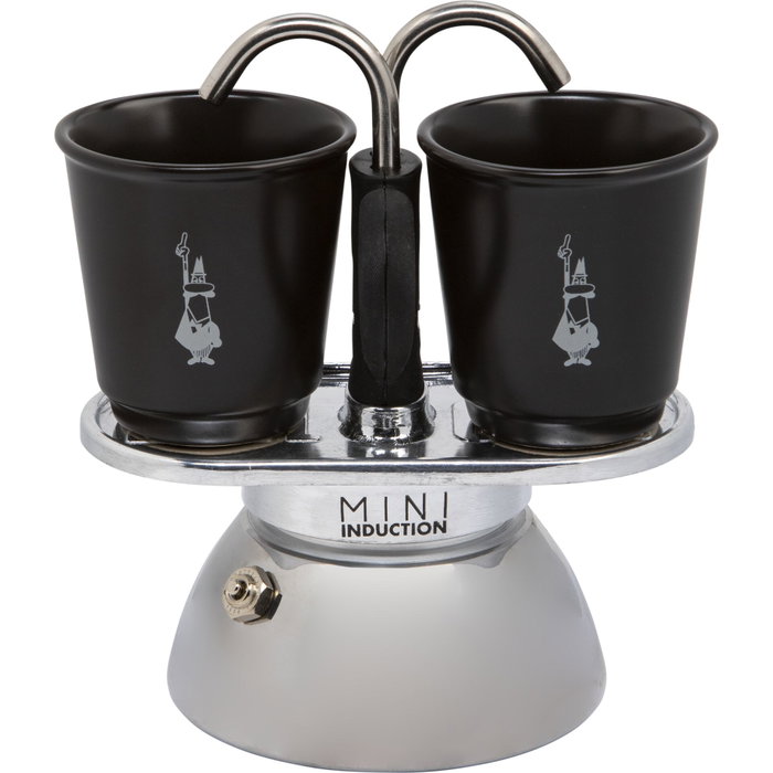 Bialetti Set cafetiere italienne Mini-Induction + 2 tasses - Inox / Noir Bialetti Set cafetiere italienne Mini-Induction + 2 tasses - Inox / Noir