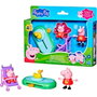 Hasbro Peppa Pig - Set de figurines Peppa et Evie au parc avec accessoires (charrette, étang, canard coulissant) - Figues articulées pour enfants dès 3 ans - Réf. G0528