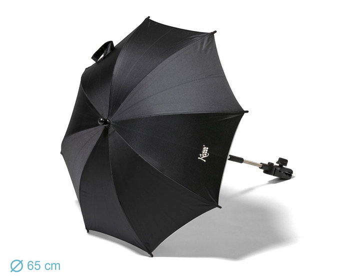 KioKids Parapluie universel avec fixation pour poussette noir - Protection UV, s'adapte à tous modèles de poussettes, inclut sac de rangement