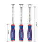 Workpro Jeu de 3 ciseaux à bois, lames acier chrome-vanadium, 12/20/25 x 267 mm, ergonomique rouge et bleu