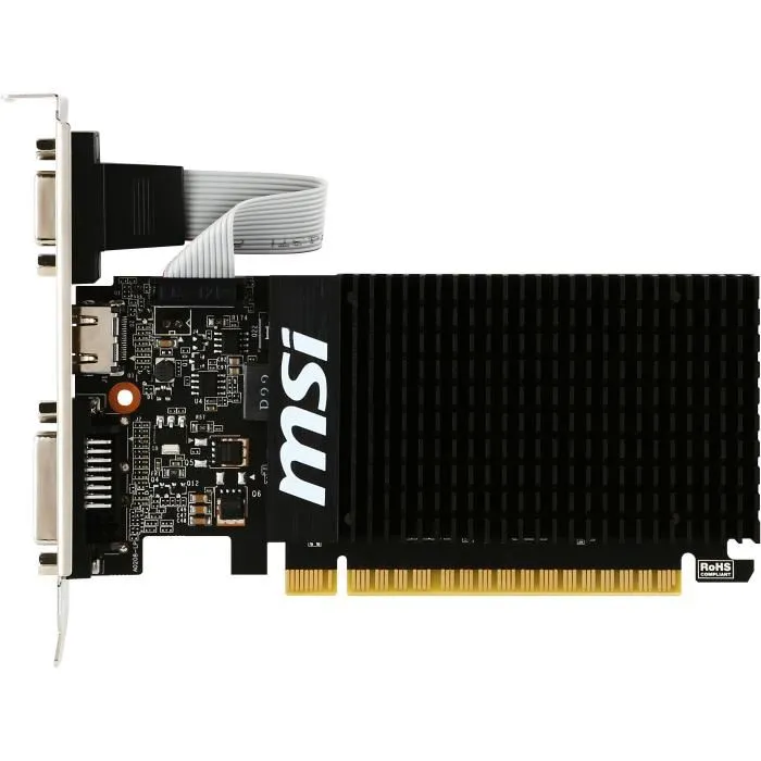 MSI Carte graphique GeForce GT 710 2GD3H LP 2 Go GDDR3 64 bits PCI Express x16 2.0 Refroidissement passif