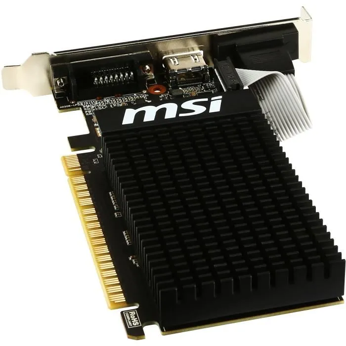 MSI Carte graphique GeForce GT 710 2GD3H LP 2 Go GDDR3 64 bits PCI Express x16 2.0 Refroidissement passif