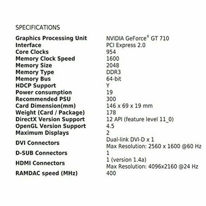MSI GeForce GT 710 2 Go GDDR3 Low Profile MSI GeForce GT 710 2 Go GDDR3 Low Profile