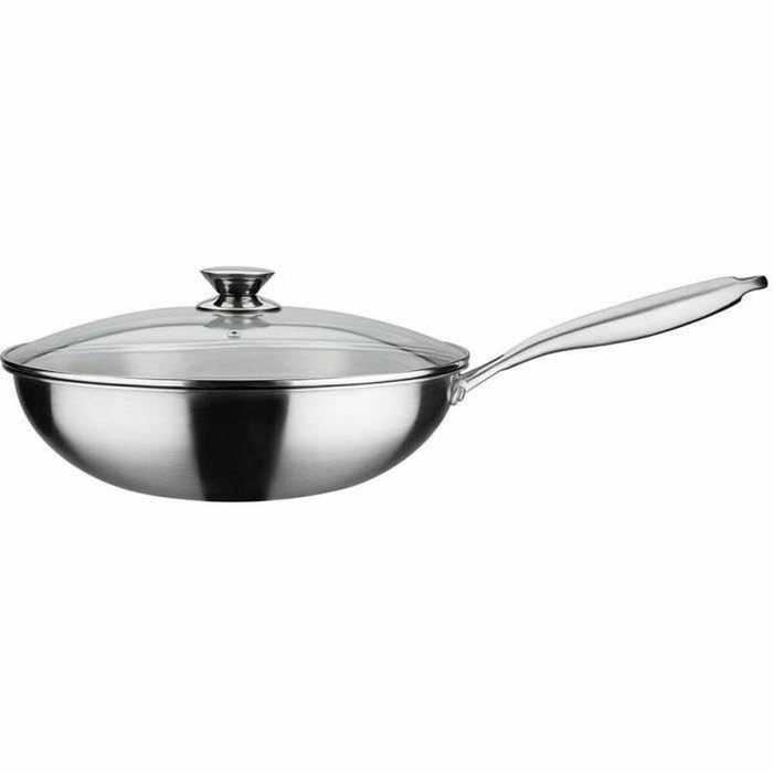 GSW Wok professionnel 32 cm en acier inoxydable avec couvercle GSW Wok professionnel 32 cm en acier inoxydable avec couvercle