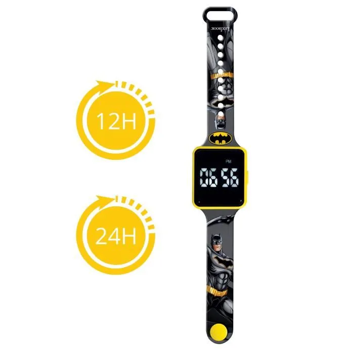 Lexibook Montre LED Connectée Batman pour Enfants - Bracelet Ajustable