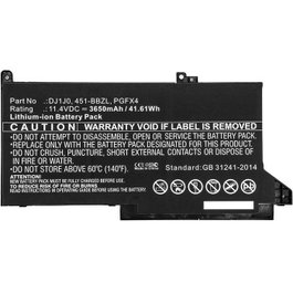CoreParts Batterie pour Dell 41,61 Wh, 11,4 V, 3650 mAh, Noir