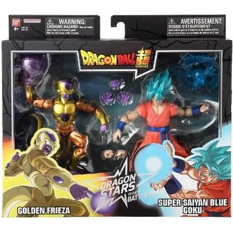 BANDAI Dragon Stars - Figurine Dragon Ball Super 17 cm Golden Freezer vs Super Saiyan Blue Goku, 16 points d'articulation, Pack de Combat