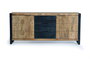 GINER Y COLOMER - Buffet 2 portes et tiroir en bois d'acacia et de manguier avec finition naturelle et métal noir - 80x180x45 cm
