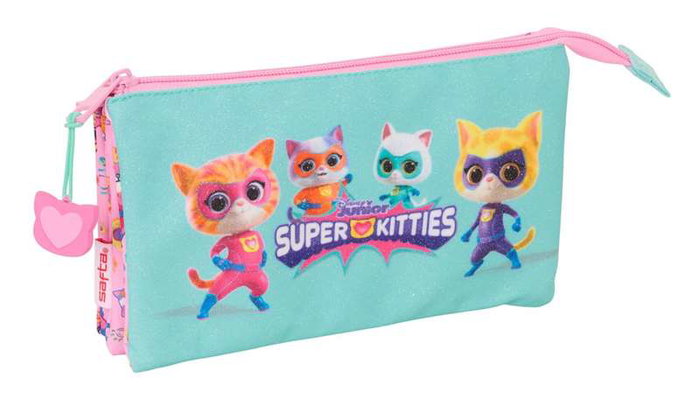 Safta Portatodo Triple Superkitties - Coffret de rangement à 3 compartiments pour enfants, 22 x 12 x 3 cm