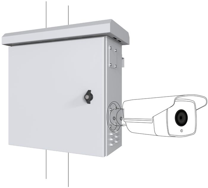 Lanview Mini Classic Armoire CCTV montée sur poteau pour 4 caméras Lanview Mini Classic Armoire CCTV montée sur poteau pour 4 caméras