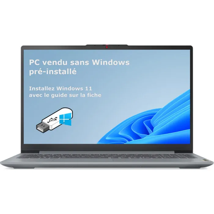 Lenovo IdeaPad Slim 3 15AMN8 - PC Portable 15,6" FHD - AMD Ryzen 3 7320U - RAM 8 Go DDR5 - SSD 512 Go - Clavier AZERTY - Sans Système d'Exploitation