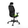 PIQUERAS Y CRESPO Chaise Alfera Synchro Vert pistache et Noir avec Appui-tête 2D et Accoudoirs 1D