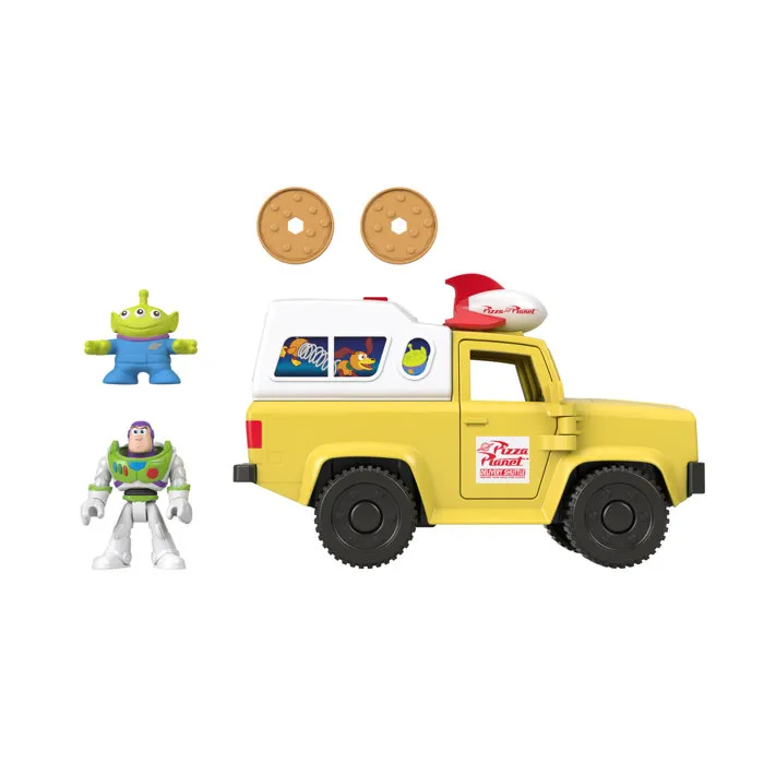 Imaginext Camion lanceur de disques Pizza Planet avec figurines alien et Buzz l'éclair