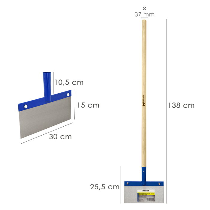 WOLFPACK LINEA PROFESIONAL Rascador Techos / Suelos 300x150 mm avec Manche Bois 1200 mm