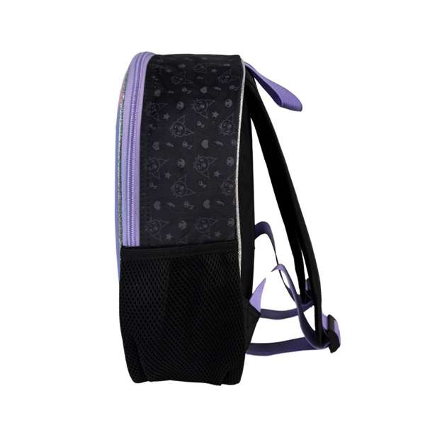Toybags Mochila Sac à dos préscolaire 3D Kuromi avec poche latérale, intérieur entièrement doublé - 10 x 21 x 8 cm